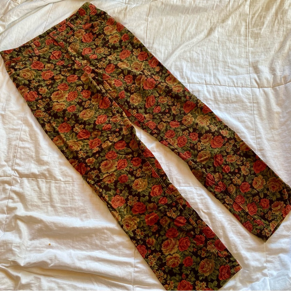 Vintage Corduroy Floral Pants